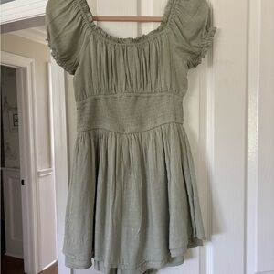 Green Puff Sleeve Dress